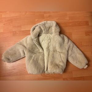 Zara Cream Reversable Faux Fur Kids Jacket